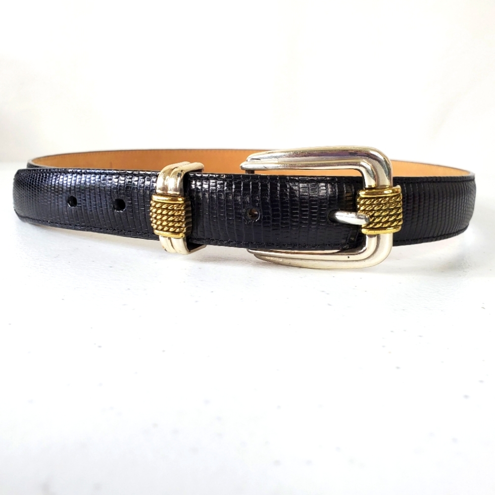 Talbots Genuine Leather Textured Belt Size L Black Classic Office